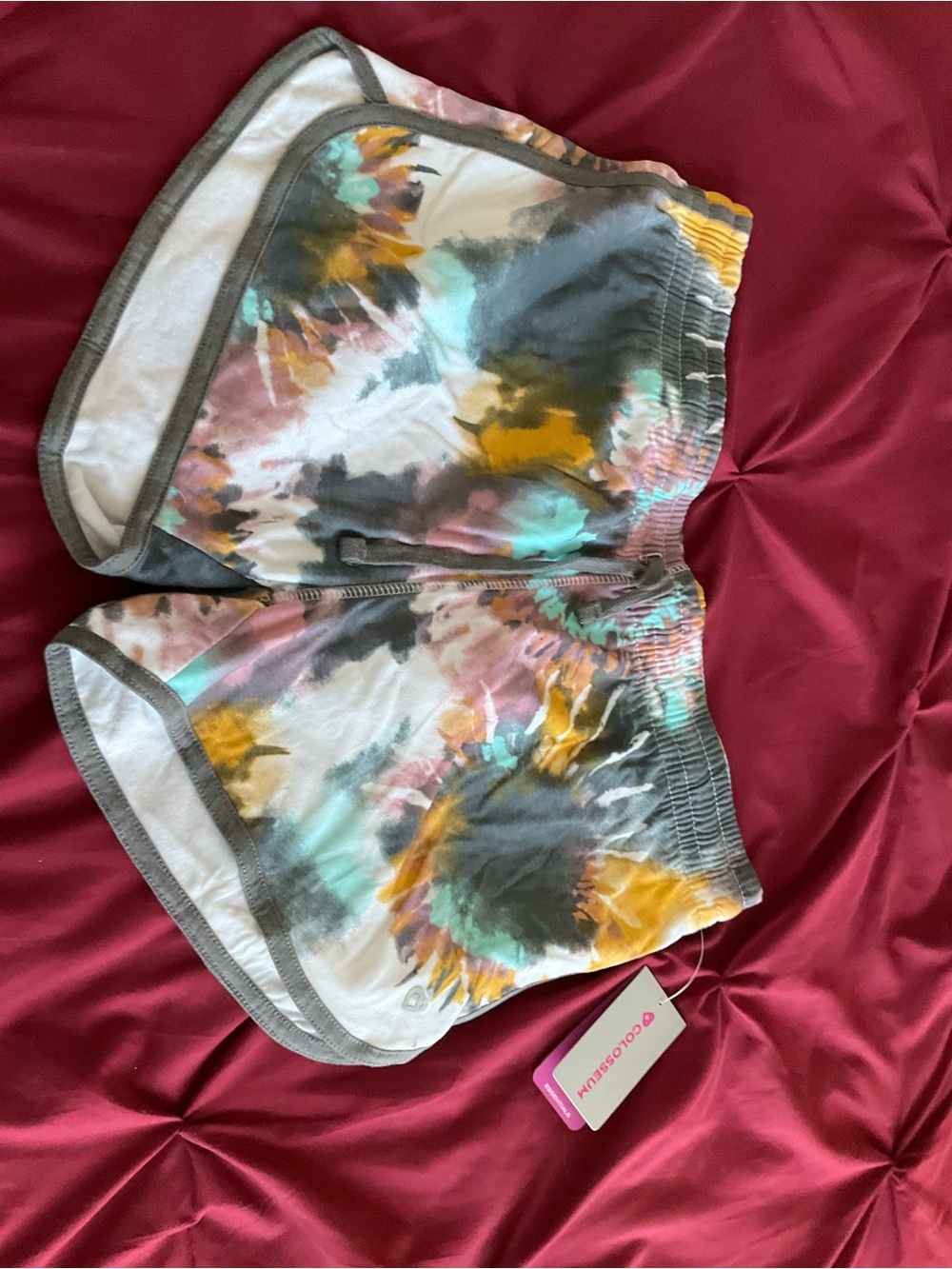 Colosseum Women's Tie-Dye Athletic Shorts - Teal, Mustard & Gray